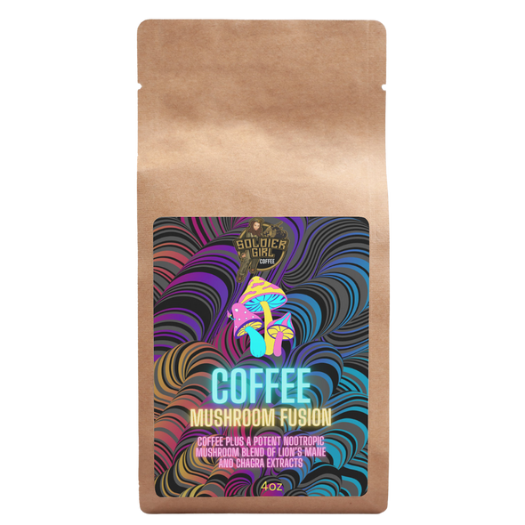 100% Organic Mushroom Coffee Fusion - Lion’s Mane & Chaga 4oz Ground Coffee